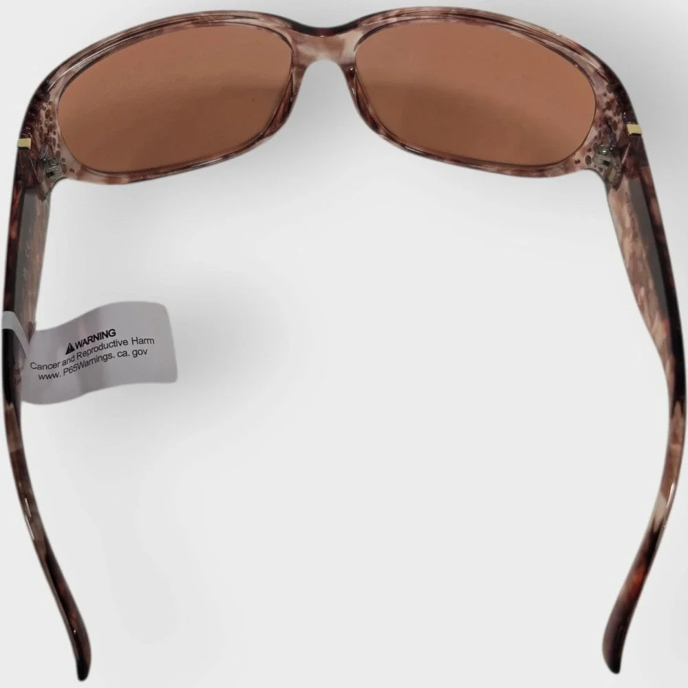 NEW‎ Bebe Pink Marble Rhinestone Sunglasses Womens Brown Lens Y2K Wrap Frame